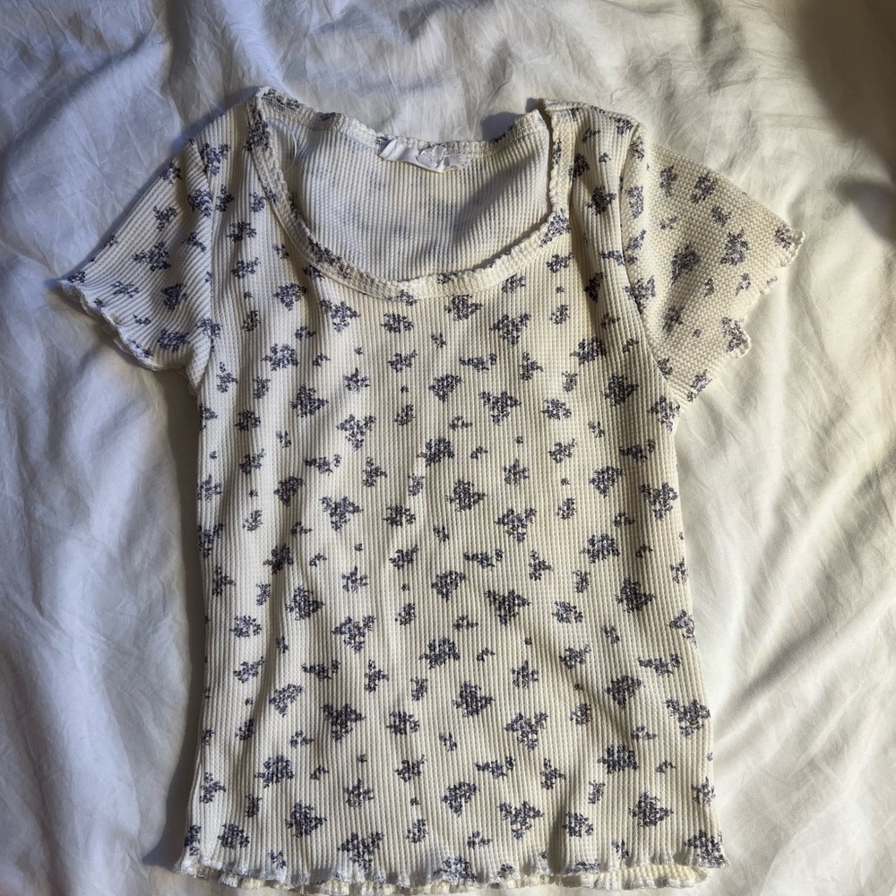 Floral Print waffle baby tee